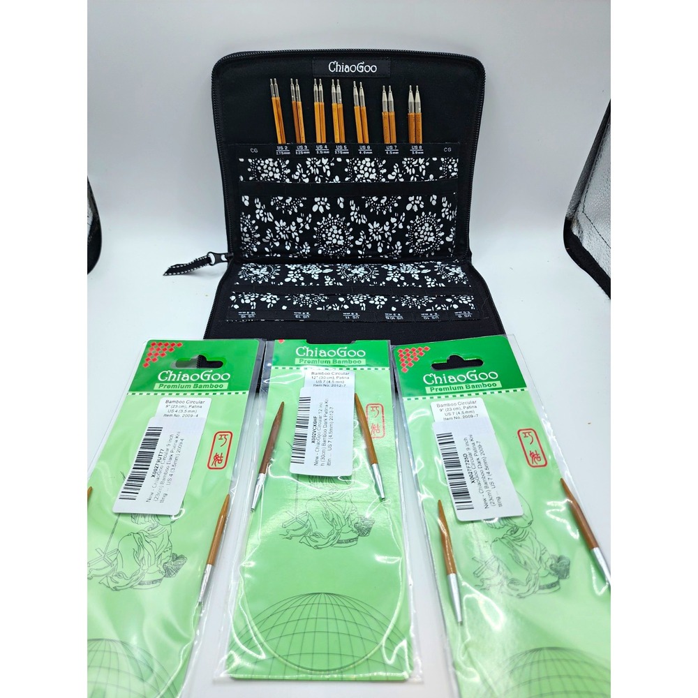ChiaoGoo Premium Bamboo Circular Knitting Needles Mixed Lot w/ Zip Case (2009-4)